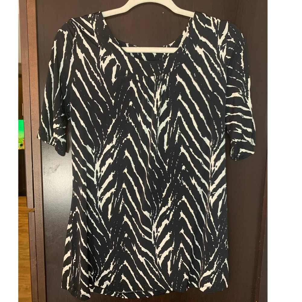 Susan Graver Women's Short Sleeve Blouse -S